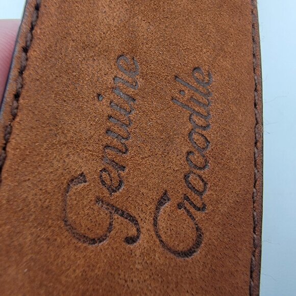 Cale Belt Spain Genuine Lizard & Crocodile 3 Piece Buckle Size 38 Chili Brown - Picture 6 of 12